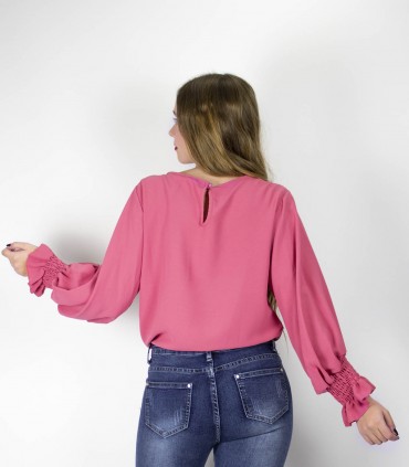 Blusa coral puño rizado