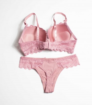 Conjunto lencería tanga rosa