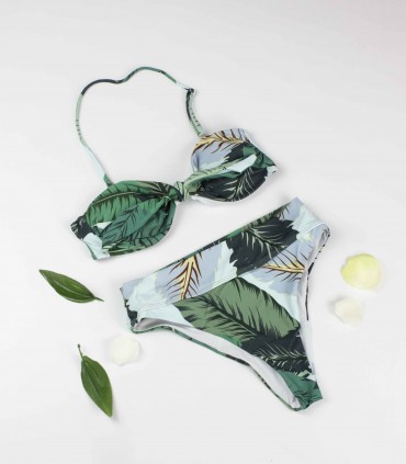 Bikini bandeau hojas