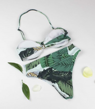 Bikini bandeau hojas
