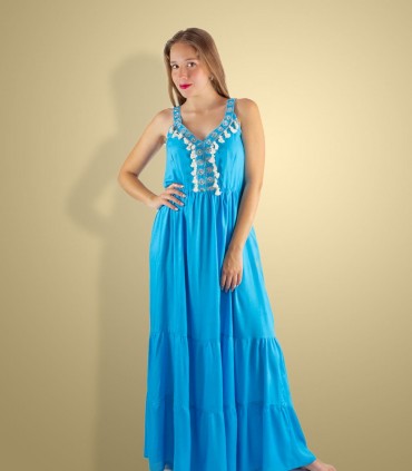 Vestido maxi pompones