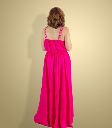 Vestido maxi pompones