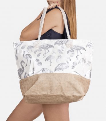 Bolso playa estampado flamencos