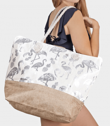 Bolso playa estampado flamencos
