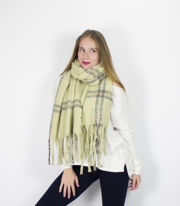Bufanda Cashmere cuadros verde